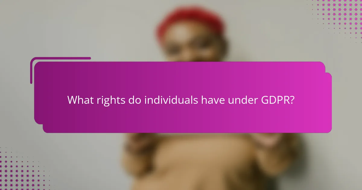 What rights do individuals have under GDPR?